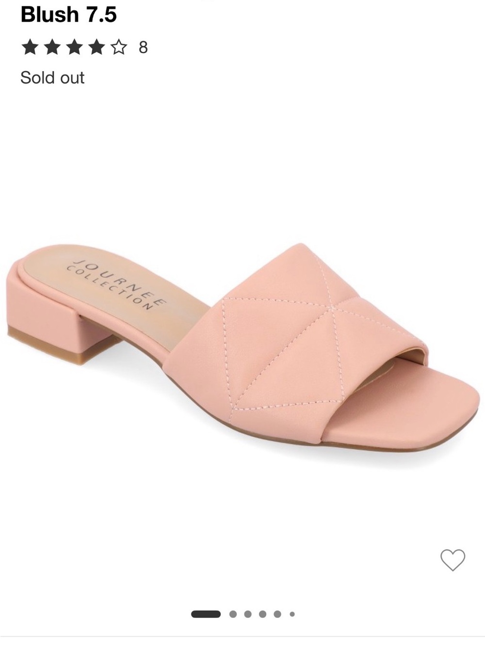Journee Collection Blush Quilted Slide Mule size 7